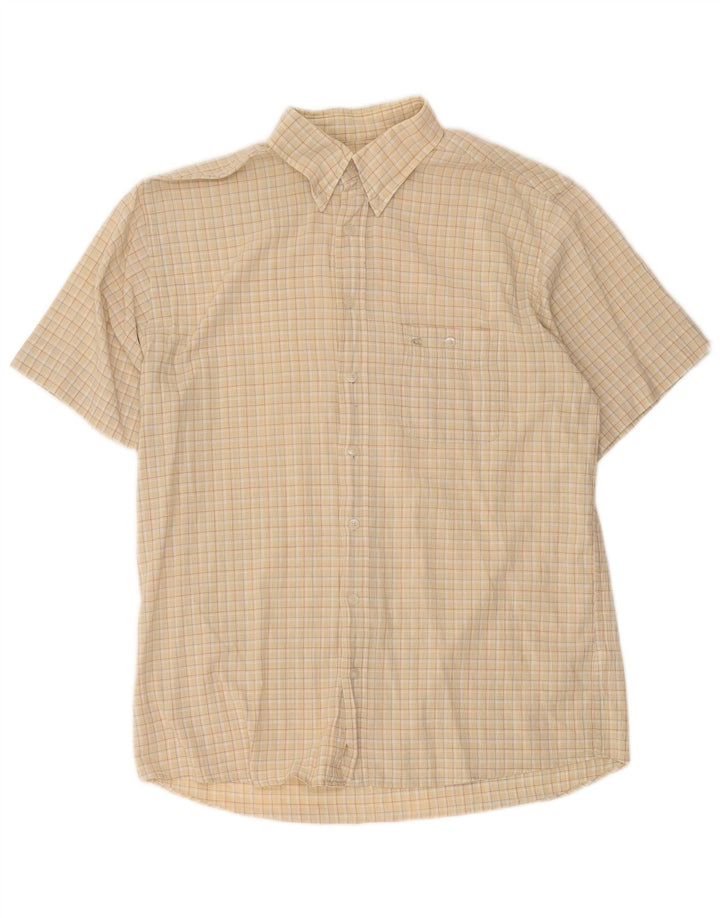 Camel Active Camisa masculina de manga curta grande xadrez bege