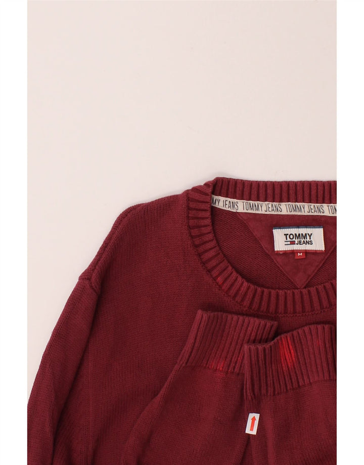 TOMMY HILFIGER Mens Crew Neck Jumper Sweater Medium Burgundy Cotton Vintage Tommy Hilfiger and Second-Hand Tommy Hilfiger from Messina Hembry 
