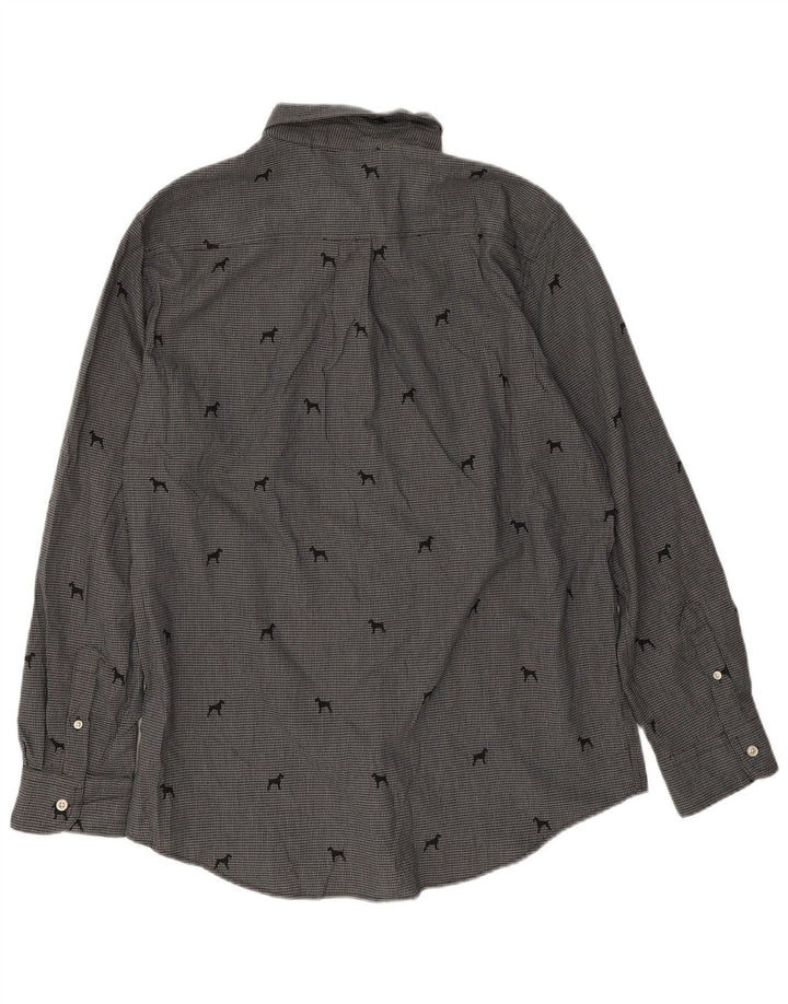 Camisa masculina Chaps algodão houndstooth cinza médio