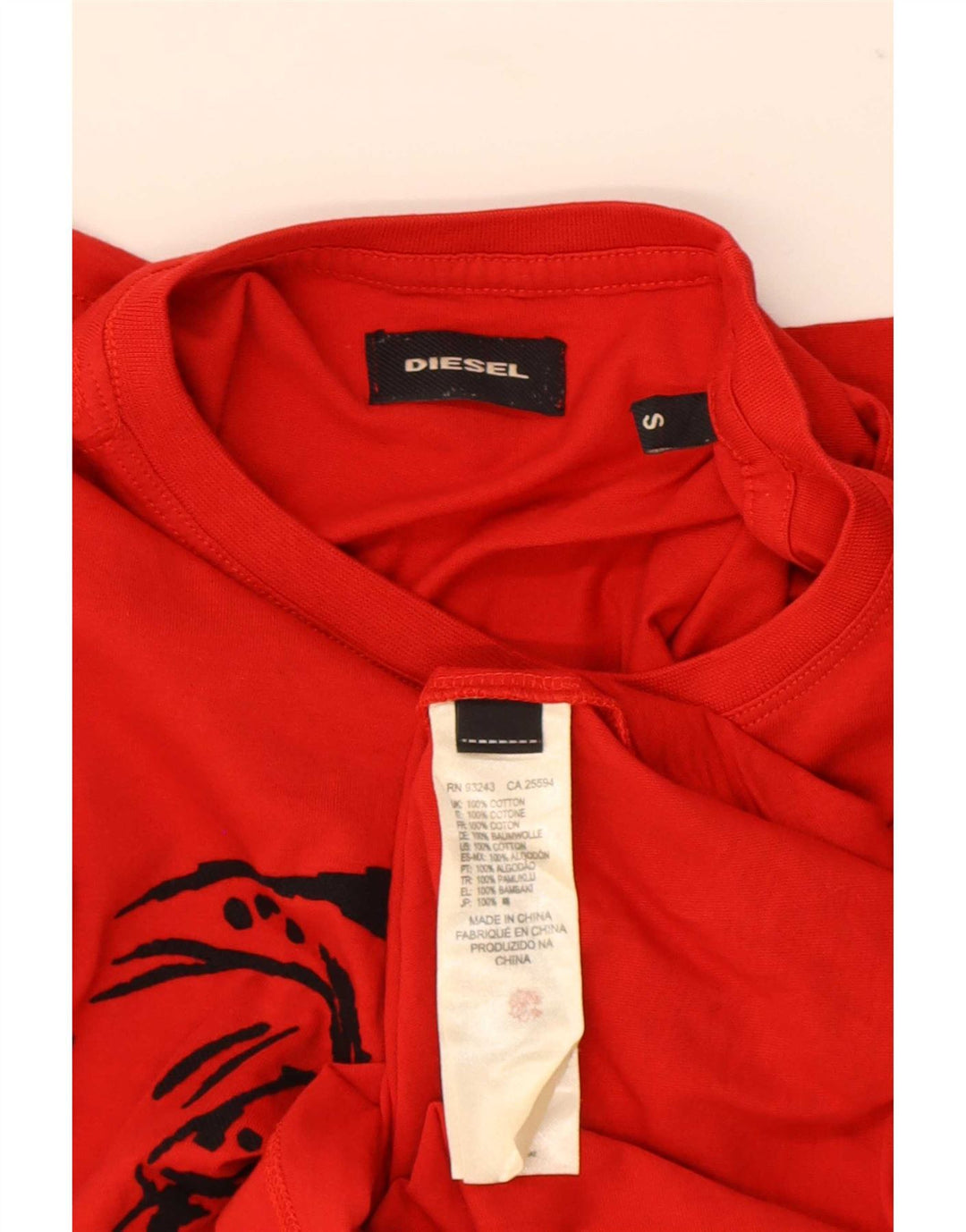 Diesel Camiseta masculina gráfica Top pequeno vermelho
