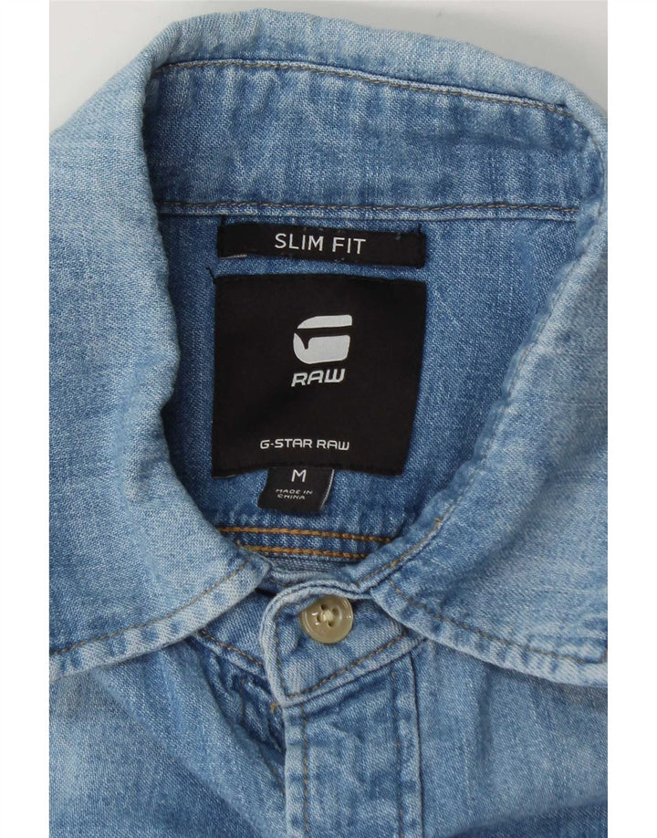 Camisa jeans masculina G-Star Slim Fit azul médio