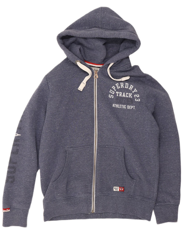 Suéter masculino Superdry com capuz e zíper gráfico 2XL algodão manchado azul
