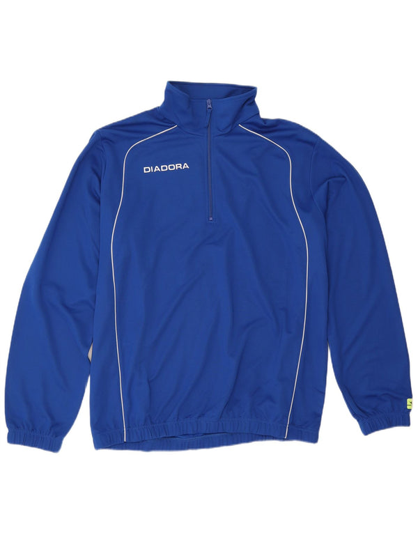 Diadora Mens Zip Neck Pullover Treino Top XL Azul Poliéster