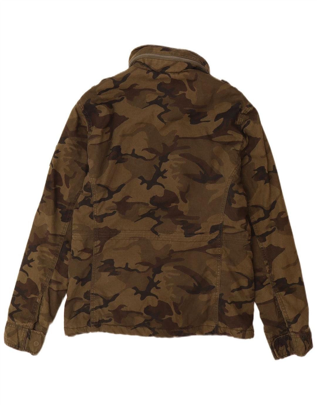 Jaqueta militar com capuz masculina Superdry UK 38 algodão camuflado cáqui médio