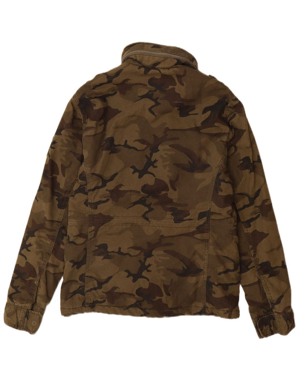 Jaqueta militar com capuz masculina Superdry UK 38 algodão camuflado cáqui médio
