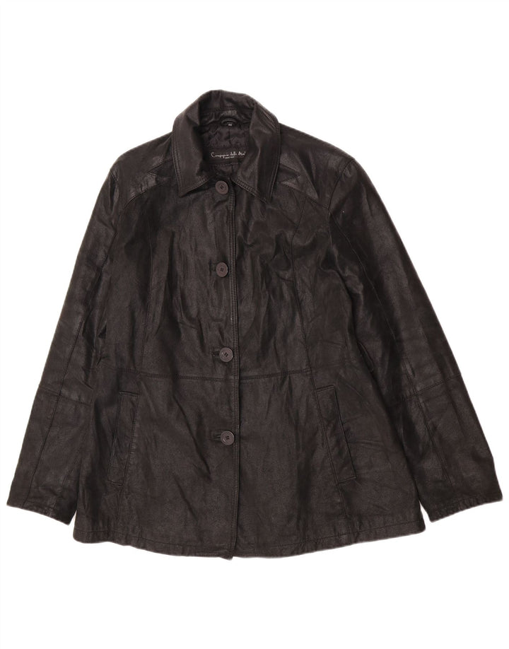 Jaqueta de couro feminina vintage IT 46 grande couro preto