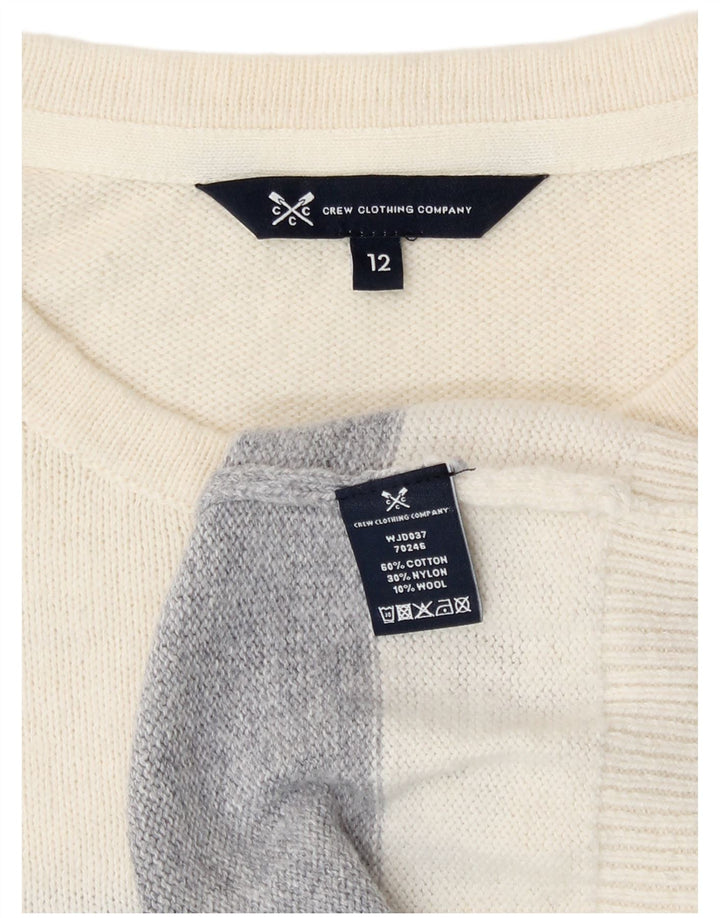 Suéter feminino Crew Clothing com gola redonda UK 12 Médio Off White