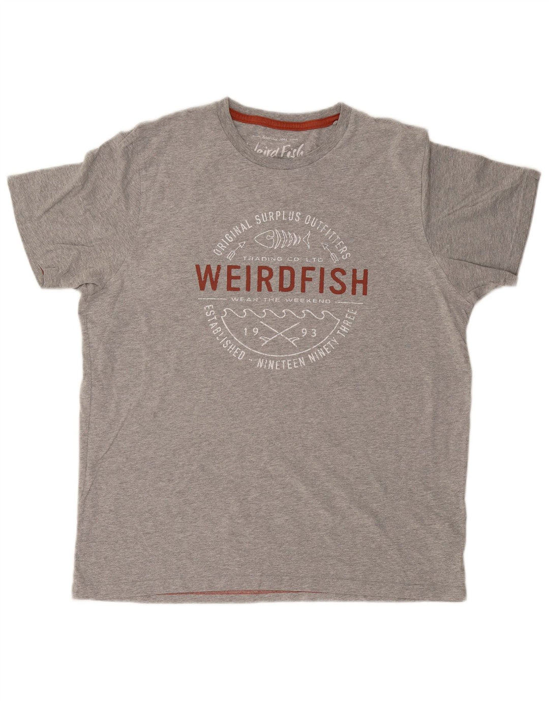 WEIRD FISH Camiseta masculina gráfica grande algodão cinza