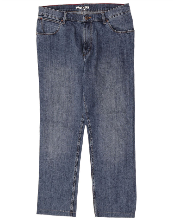 Wrangler Mens Straight Jeans W36 L29 Azul Algodão