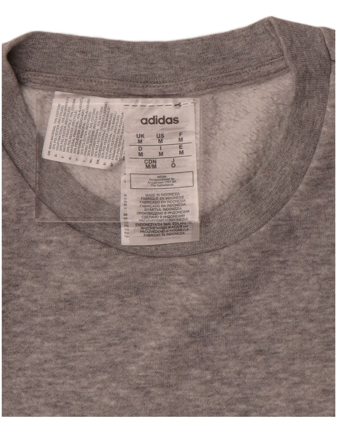 ADIDAS Mens Moletom Jumper Médio Algodão Cinza