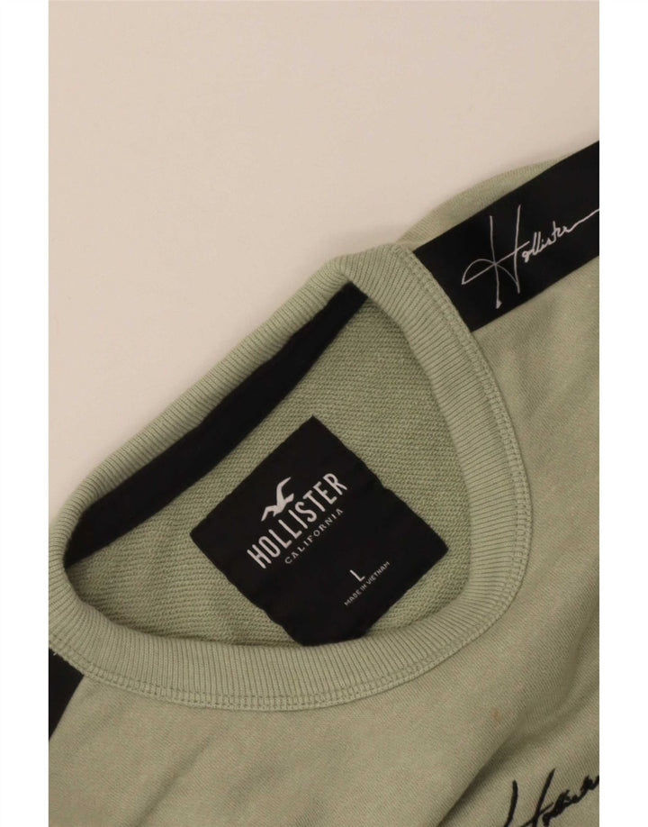 Hollister moletom masculino gráfico jumper grande cáqui colorblock