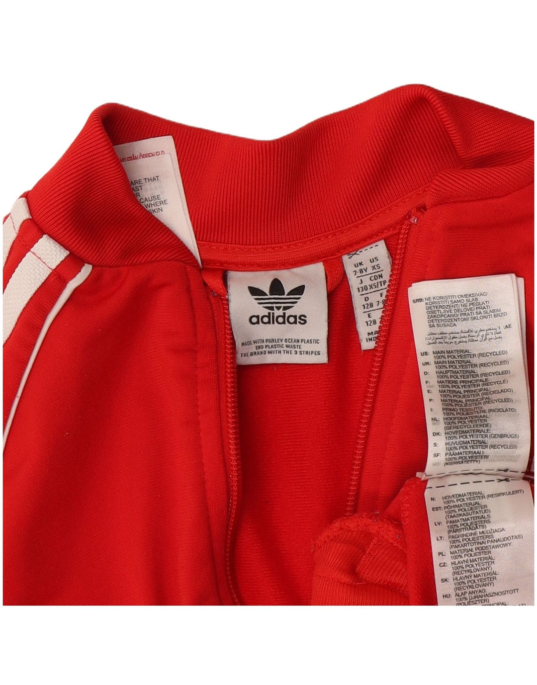 Jaqueta Adidas Meninas Treino Top 7-8 Anos Poliéster Vermelho