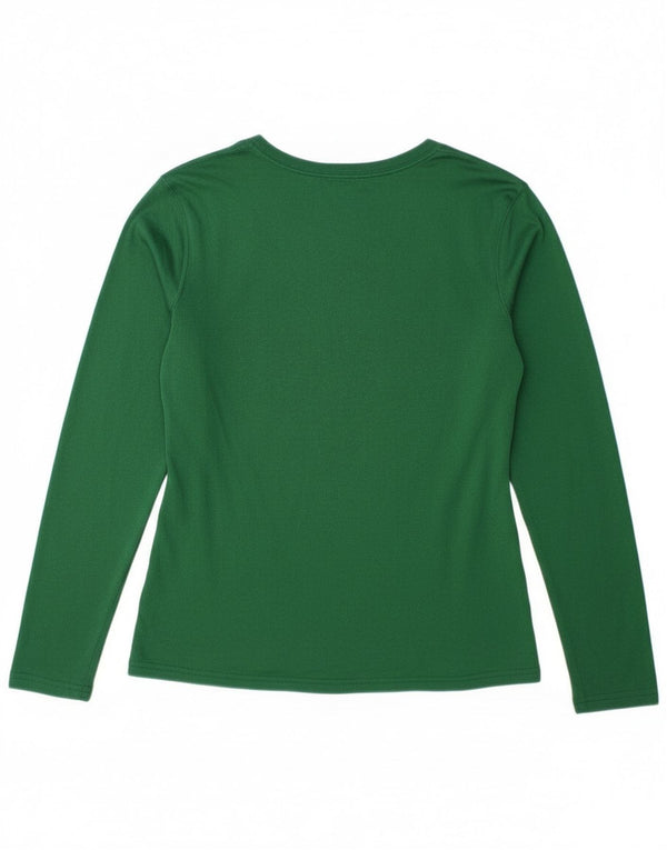 Nike Womens Dri Fit Top Manga Longa UK 14 Poliéster Verde Médio