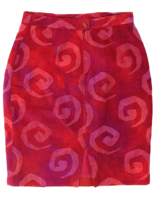 Jean Claude Womens High Waist Pencil Skirt EU 42 Large W30 Red Geometric