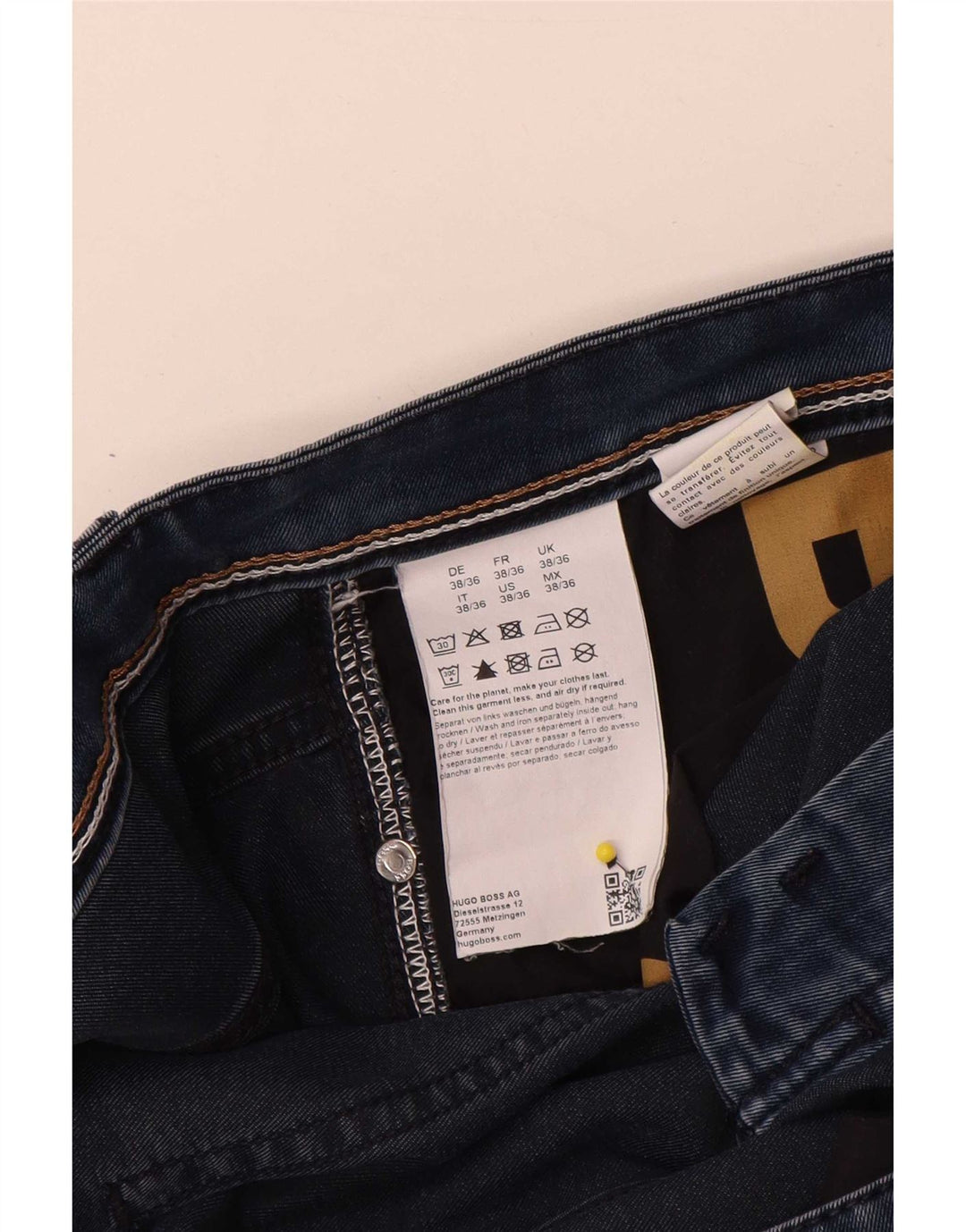 Hugo Boss Mens Slim Jeans W38 L36 Azul Marinho Algodão