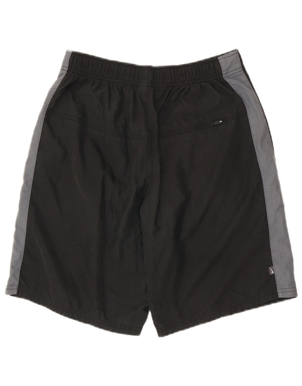 Shorts esportivos masculinos NIKE UK 36/38 pequeno preto colorblock poliéster