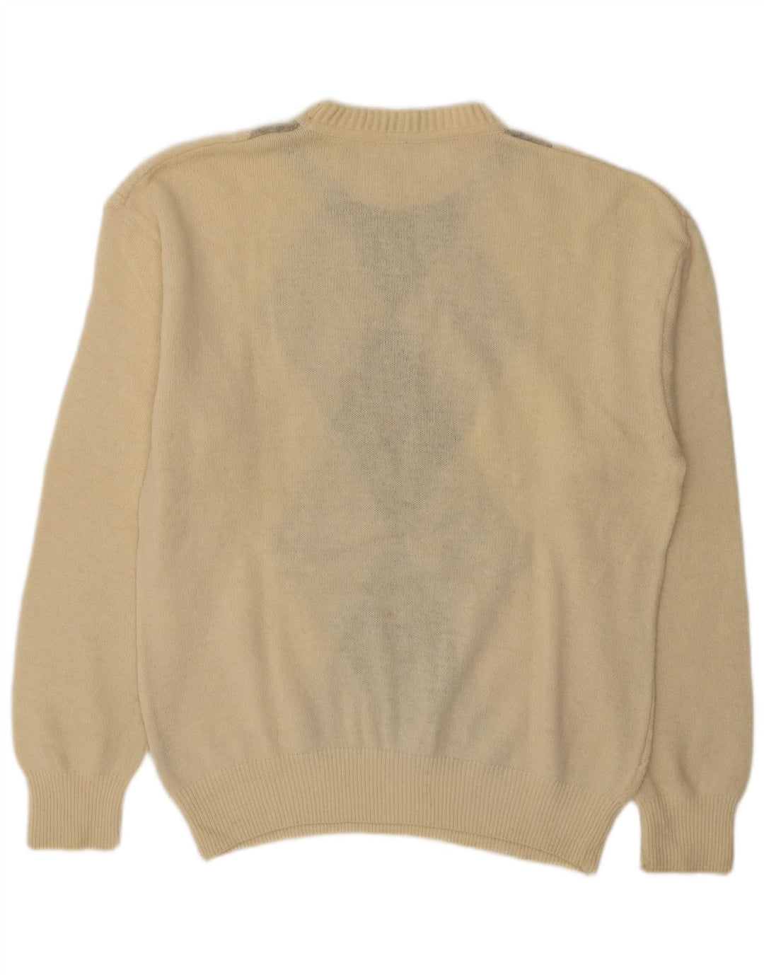 Suéter vintage masculino com gola redonda IT 50 Médio Off White Argyle/Diamante