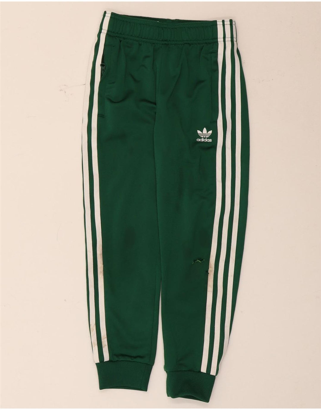 Adidas meninos calças de treino joggers 7-8 anos poliéster verde