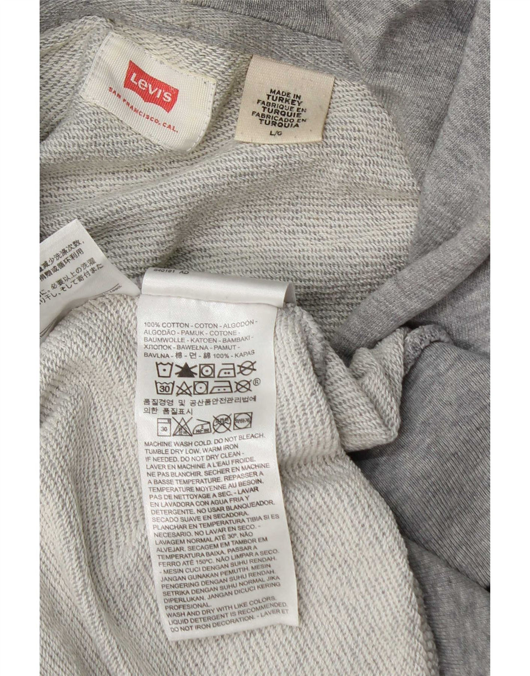 Suéter com capuz gráfico masculino Levi's grande algodão cinza
