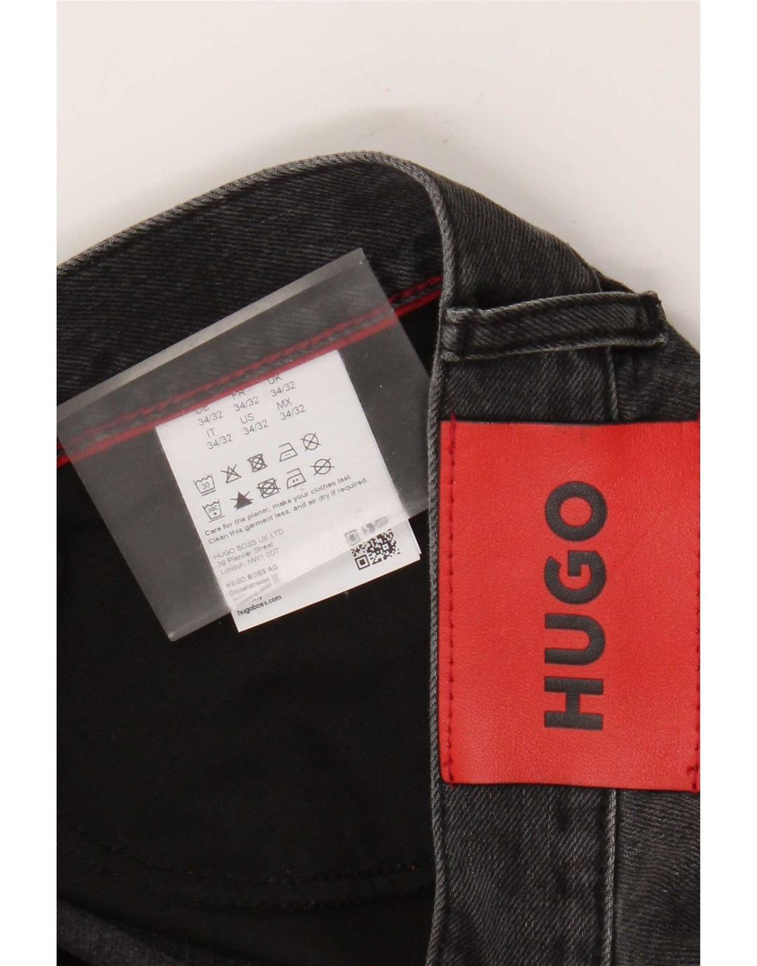 Hugo Boss Calça jeans reta masculina desgastada W34 L27 algodão cinza