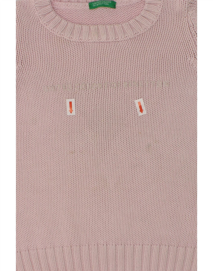 BENETTON Girls Graphic Boat Neck Jumper Sweater 2-3 Years 2XS  Pink Cotton | Vintage Benetton | Thrift | Second-Hand Benetton | Used Clothing | Messina Hembry 