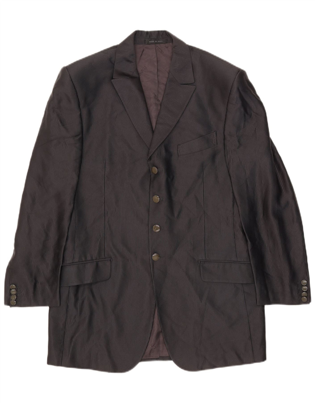 Jaqueta blazer masculina Carlo Pignatelli com 4 botões IT 50 listras pretas grandes