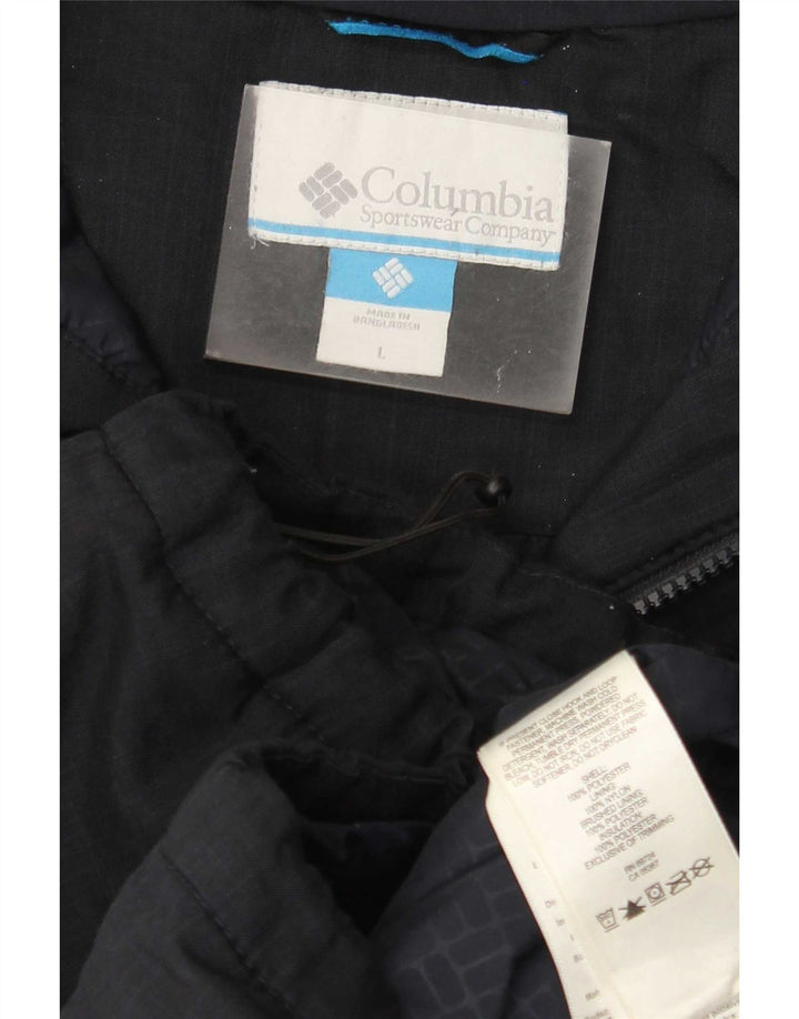 Jaqueta corta-vento masculina Columbia com capuz Reino Unido 40 grande poliéster azul marinho