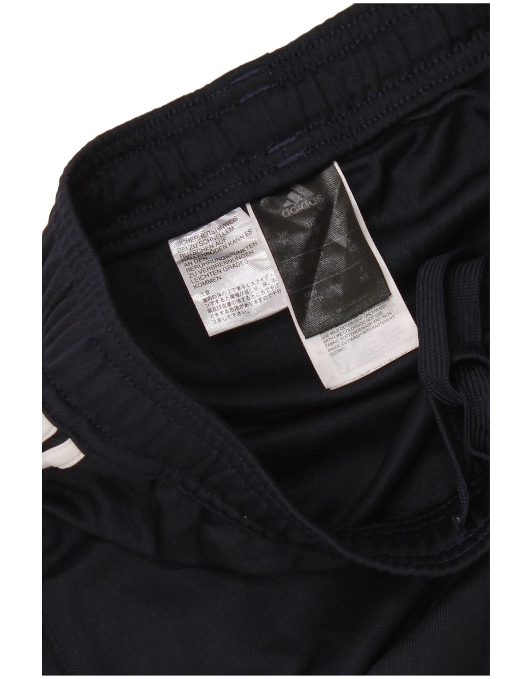 Calças de treino femininas Adidas UK 4 XS azul marinho poliéster
