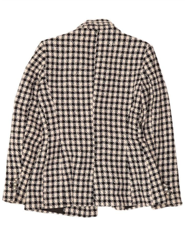 Jaqueta blazer feminina Zara com peito duplo Reino Unido 6 XS preto guingão poliéster