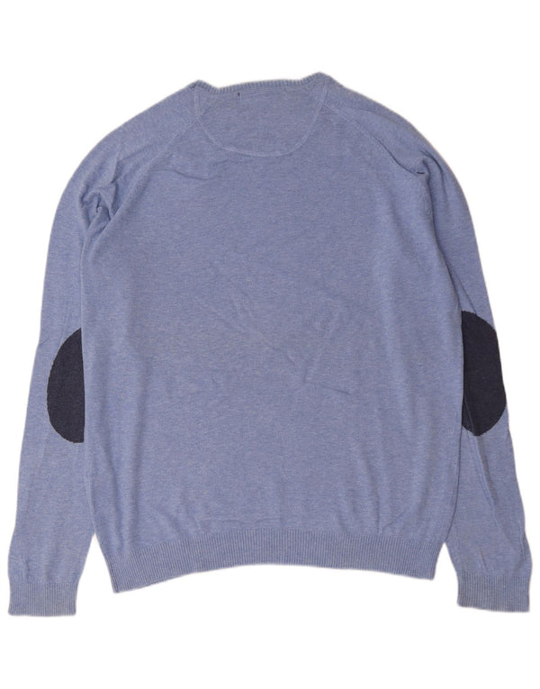 Zara Suéter masculino com gola redonda XL algodão azul