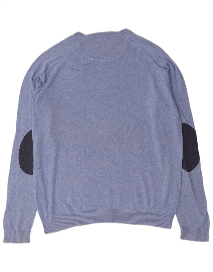 Zara Suéter masculino com gola redonda XL algodão azul