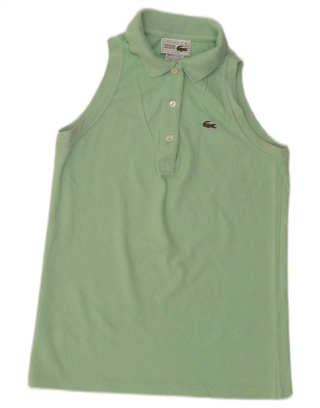 Camisa polo feminina sem mangas Lacoste tamanho 38 algodão verde médio