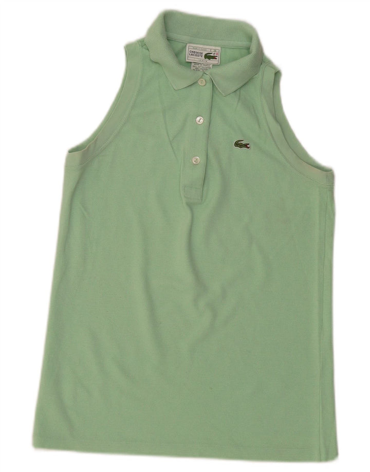 Camisa polo feminina sem mangas Lacoste tamanho 38 algodão verde médio