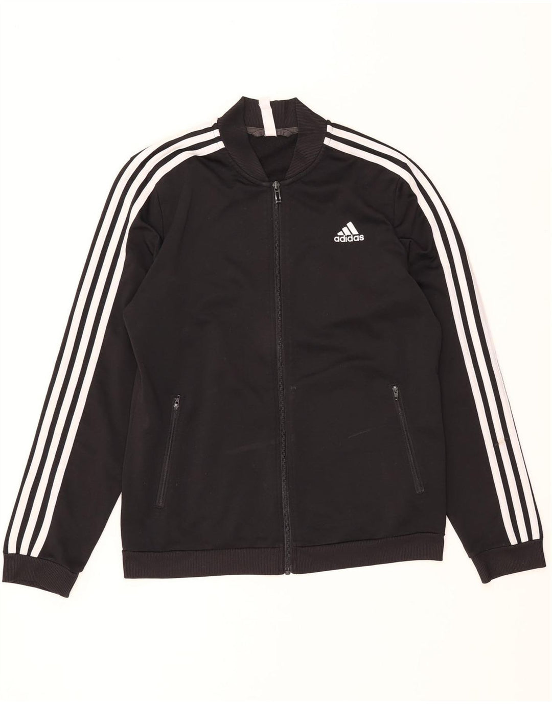 ADIDAS Womens Tracksuit Top Jacket UK 12/14 Médio Preto Poliéster