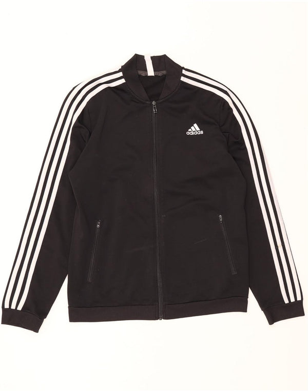 ADIDAS Womens Tracksuit Top Jacket UK 12/14 Médio Preto Poliéster