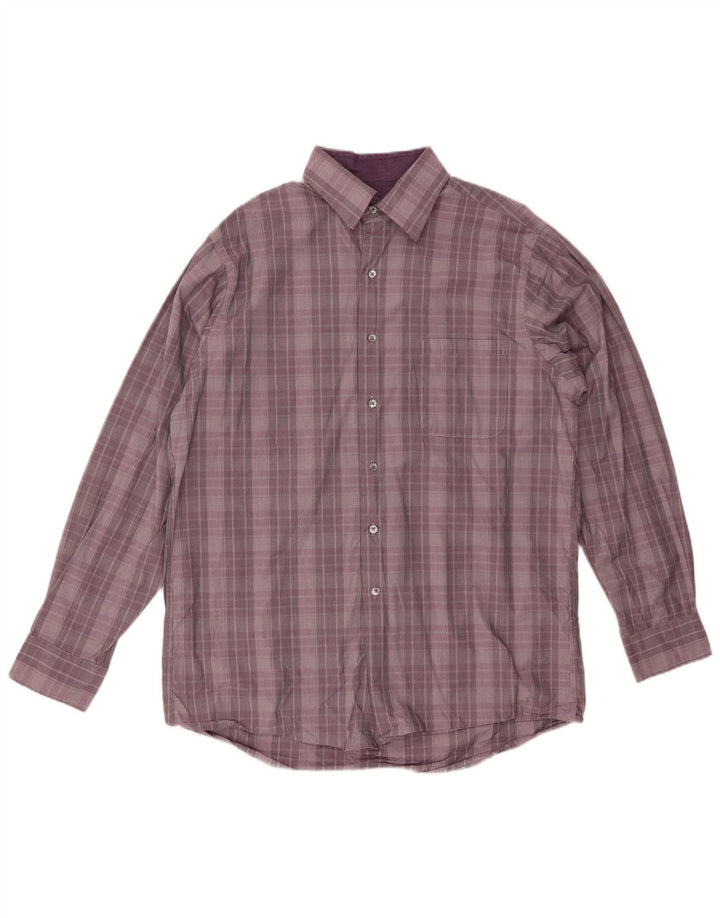 CALVIN KLEIN Camisa masculina de ajuste regular tamanho 16 grande algodão xadrez roxo