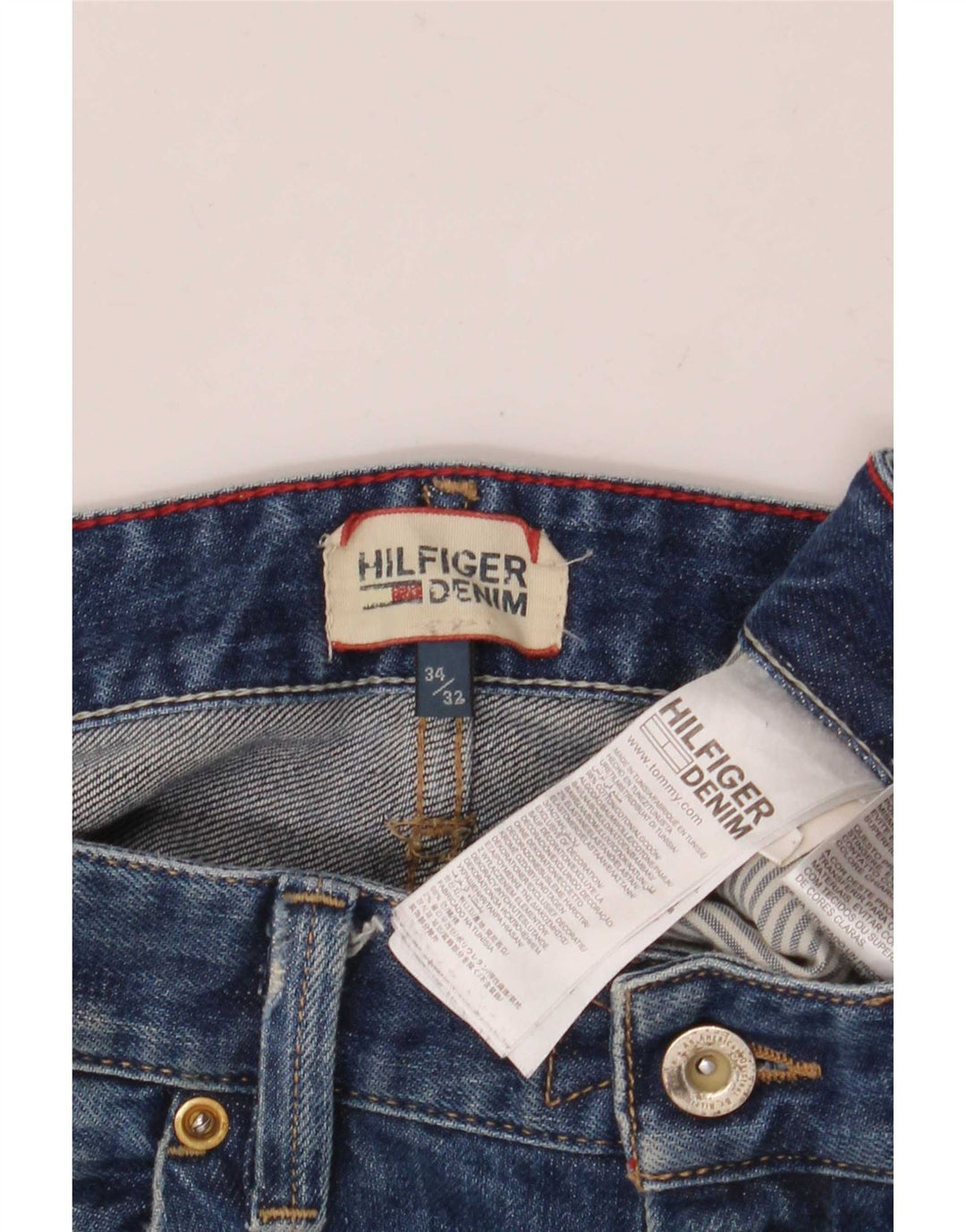 Tommy Hilfiger Masculino Distressed Slim Jeans W34 L32 Azul Algodão
