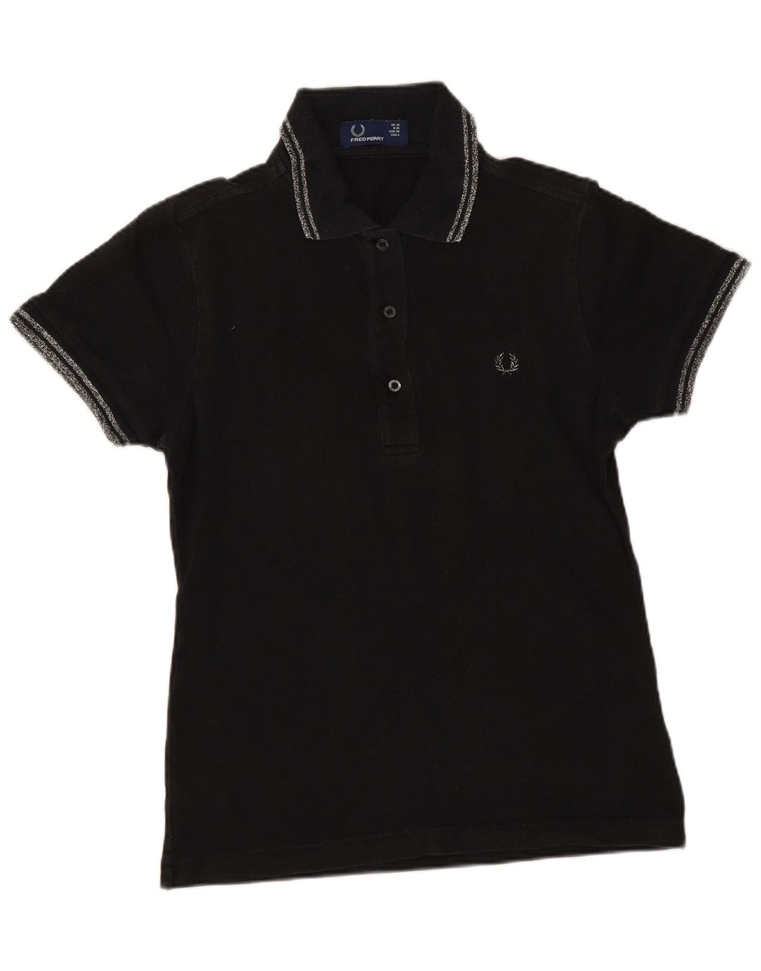 Camisa pólo feminina Fred Perry Reino Unido 10 pequeno algodão preto
