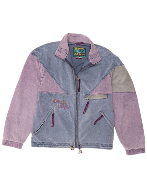 Jaqueta feminina de agasalho de veludo Great Escapes UK 18 XL azul colorblock