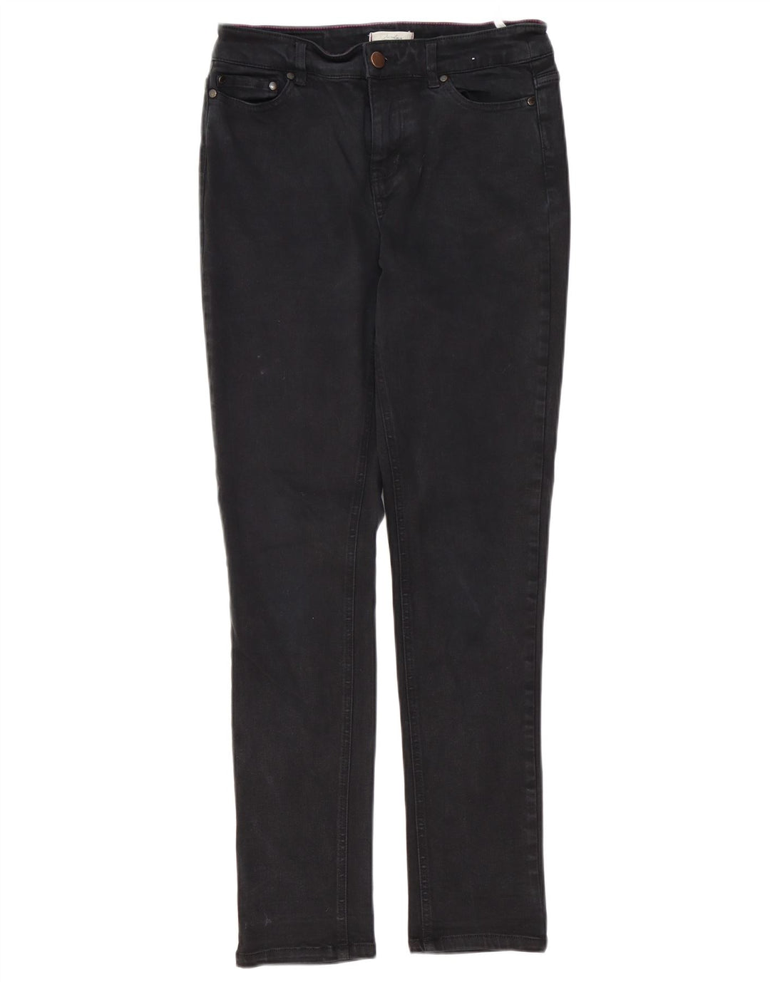 JOULES Calça jeans feminina slim UK 10 pequena W30 L30 algodão preto