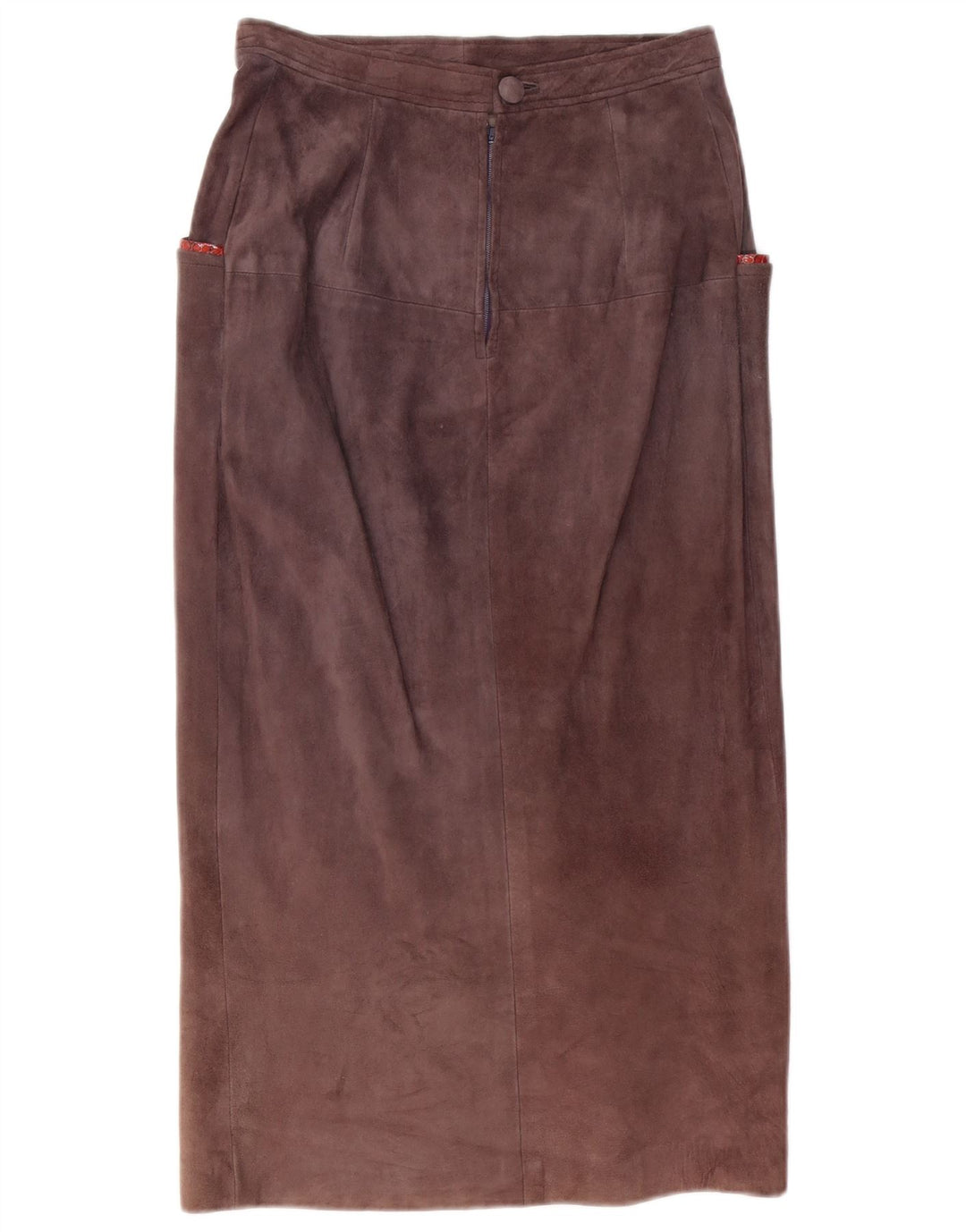 Saia feminina vintage de camurça média W28 roxa