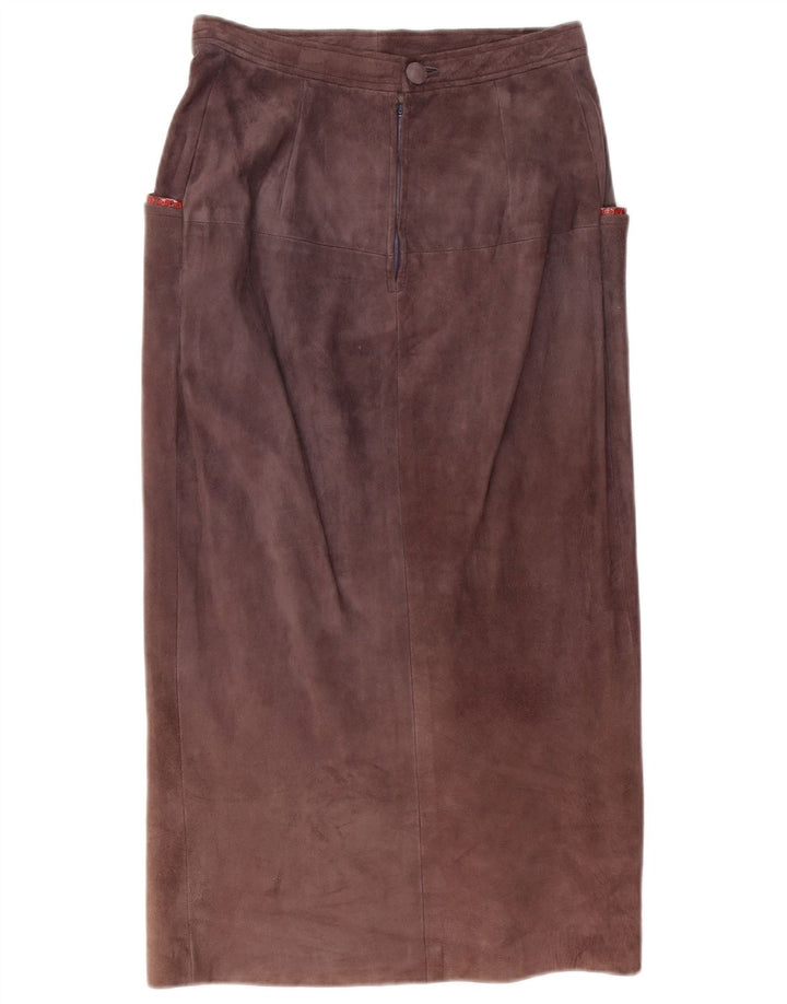 Saia feminina vintage de camurça média W28 roxa