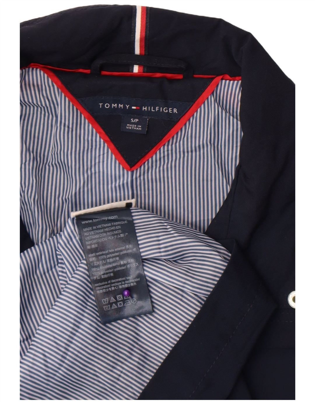 Jaqueta utilitária feminina Tommy Hilfiger UK 10 poliéster azul marinho pequeno