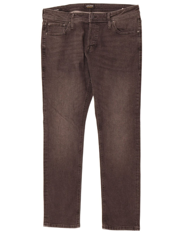 Jack & Jones Masculino GLENN Slim Jeans W36 L32 Algodão Cinza