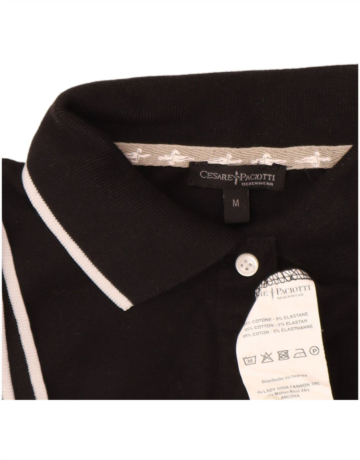 Camisa polo feminina Cesare Paciotti Reino Unido 12 algodão preto médio