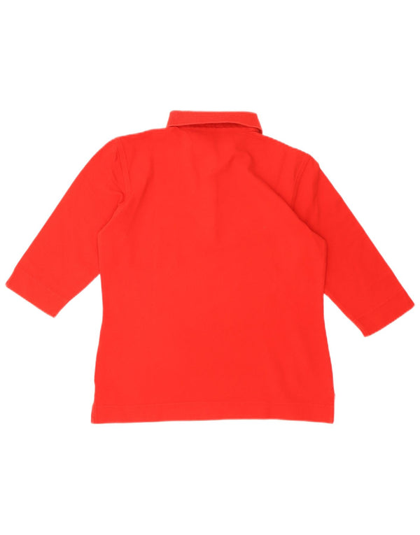 Camisa polo feminina de manga 3/4 Tommy Hilfiger Reino Unido 10 pequeno algodão vermelho