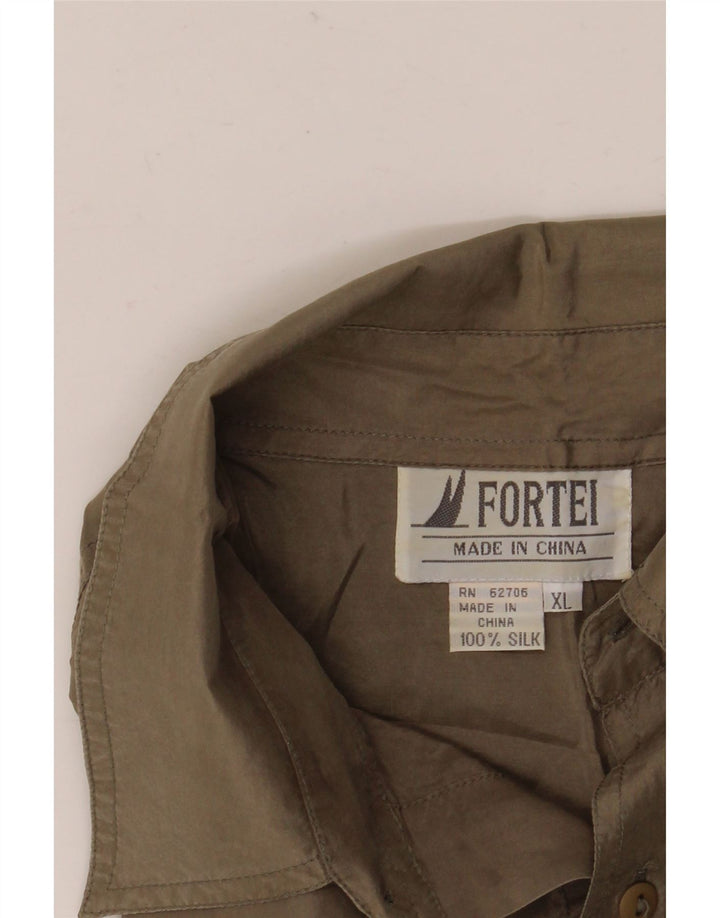 Camisa masculina VINTAGE XL marrom seda