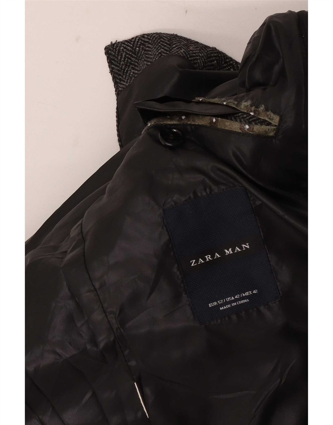 Jaqueta blazer masculina Zara com 2 botões UE 52 grande espinha de peixe cinza