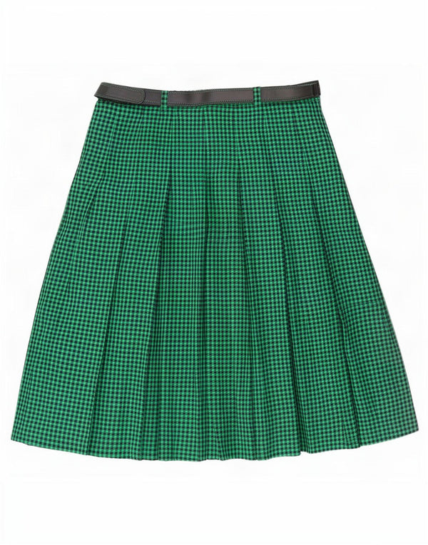 Saia plissada feminina Libra UK 20 2XL W36 verde guingão poliéster