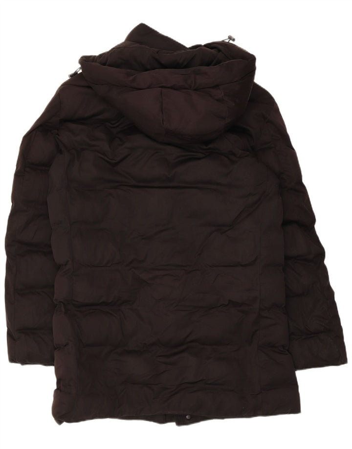 Jaqueta acolchoada com capuz masculina Zara UK 36 poliéster preto pequeno